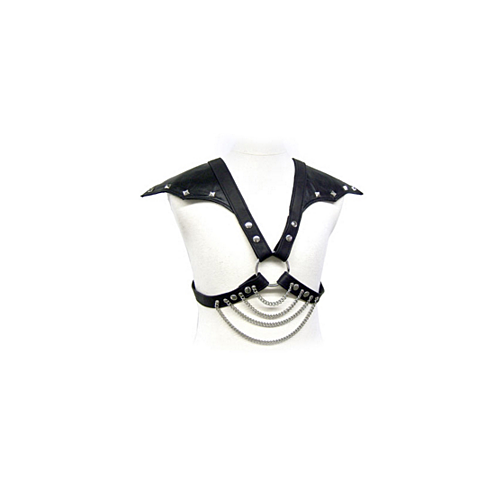 BDSM Harness Leather Body - Verstellbare Riemen und Metallketten