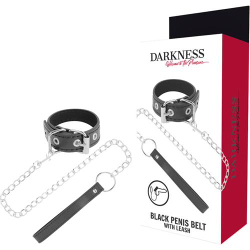 Penisring DARKNESS mit Kette für BDSM-Kontrolle