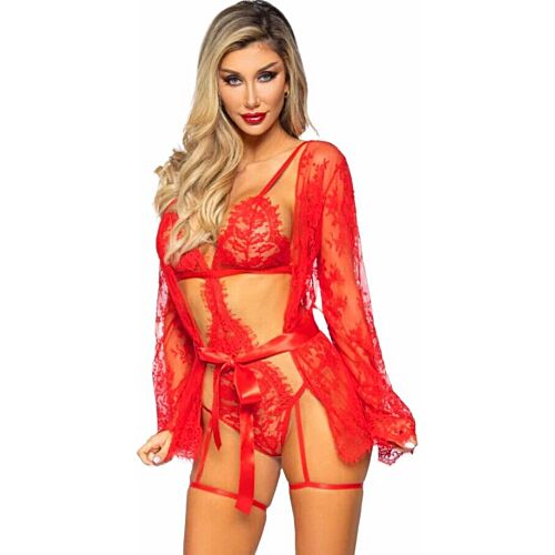 Lingerie Set Leg Avenue 86123 mit Bademantel und Teddy