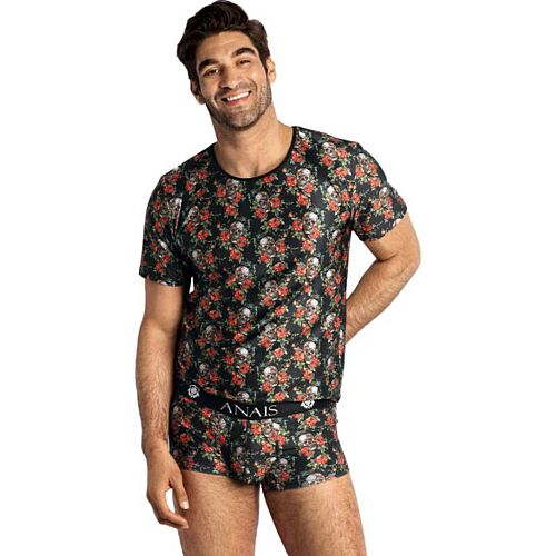 Camiseta ANAIS MEN POWER mit Rosen- und Totenkopf-Druck