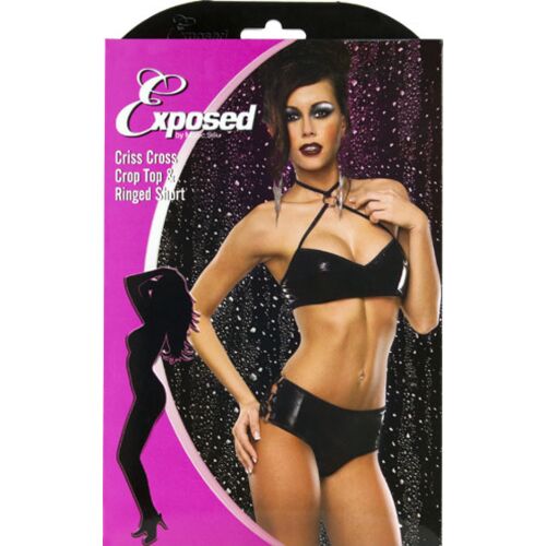 Lingerie Exposed Liquid Onyx Crop Top & Boy Short XS