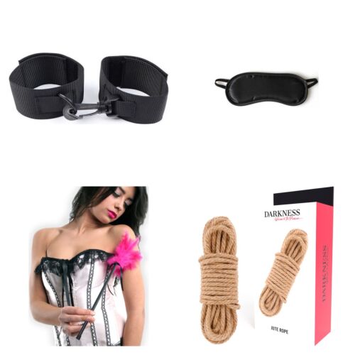 Soft-Bondage-Set für Einsteiger mit Handschellen, Augenbinde, Gerte und Seil