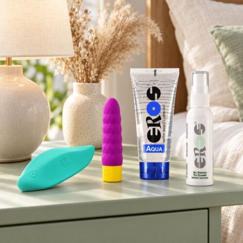Einsteiger-Set für den ersten Vibrator mit zwei ROMP Toys – Stimmungsbild (KI-generiertes Bild)