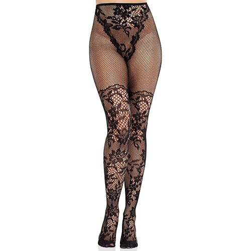 Medias Leg Avenue Dahlia mit Netzdetail