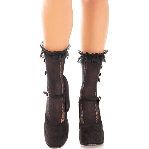 Tobilleras Leg Avenue Schwarze Volants