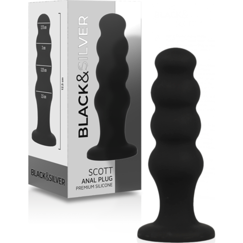 Analplug BLACK&SILVER Scott – Premium Silikon mit Bulben