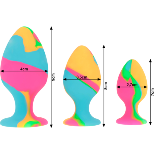Anal Plug Set INTENSE mit vielseitiger Nutzung und tie-dye Design