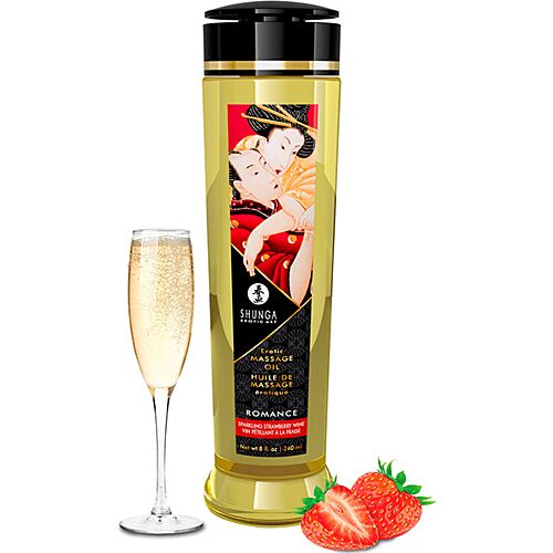 Massageöl SHUNGA Romance 240 ml mit Erdbeer-Cava-Duft