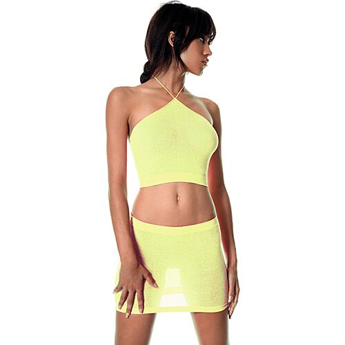 TOP Y FALDA LUREX AMARILLO NEON