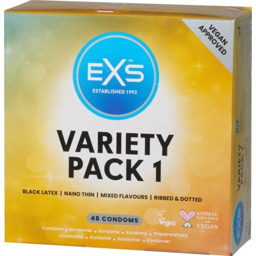 Kondome Exs Variety Pack 1 - 48 Stück mit verschiedenen Texturen und Geschmäckern