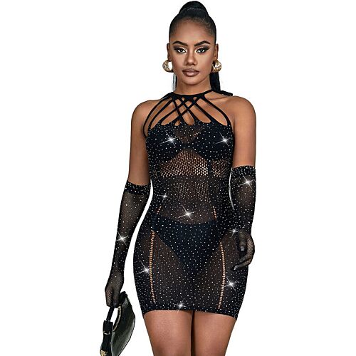 Sexy Kleid SUBBLIME mit Glitzer und Mesh-Design