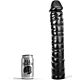 Dildo ALL BLACK 38 CM mit geripptem Schaft