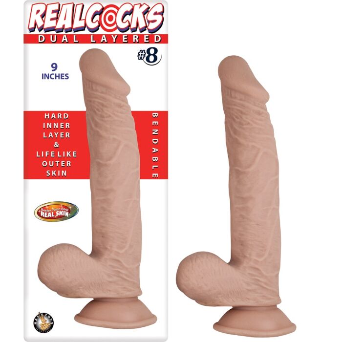 RealCocks Dual Layer Bendable Dildo 9 Inch Vanilla RealCocks Dual Layer Bendable Dildo 9 Inch Vanilla