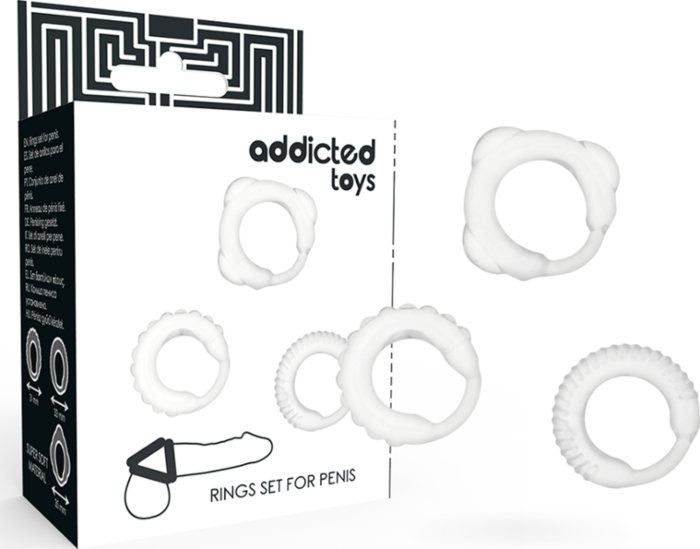 Anillos Pene ADDICTED TOYS Set 3 Anillos Sin Deslizamientos Anillos Pene ADDICTED TOYS Set 3 Anillos Sin Deslizamientos