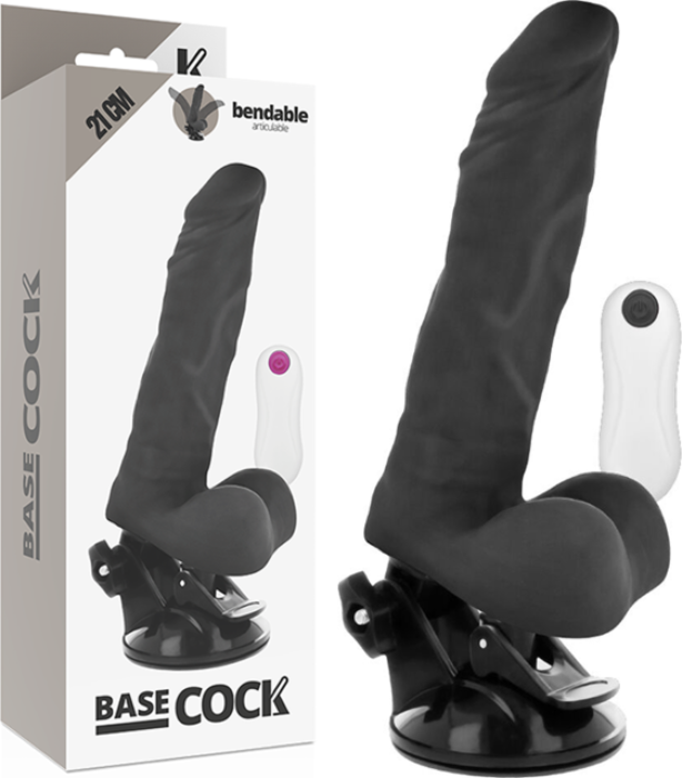 Basecock vibrador articulable control remoto negro 21cm