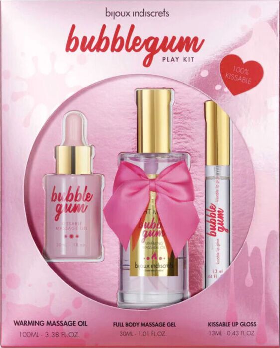 Bijoux - Indiscrets Bubblegum Play Kit con Aceite, Gel & Brillo de Labios
