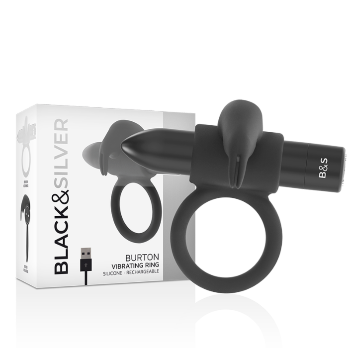 BLACK&SILVER Burton Ring mit 10 Vibrationsmodi, Schwarz BLACK&SILVER Burton Ring mit 10 Vibrationsmodi, Schwarz
