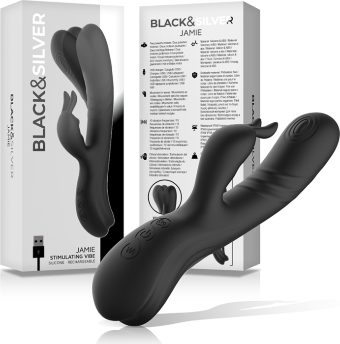 Vibratoren Rabbit BLACK&SILVER Jamie | Doppelte Stimulation