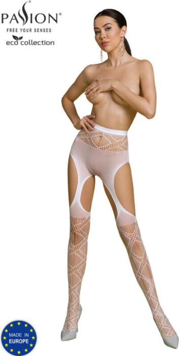 Bodystocking Passion Eco S005 Weiß - Nachhaltige Eleganz Bodystocking Passion Eco S005 Weiß - Nachhaltige Eleganz