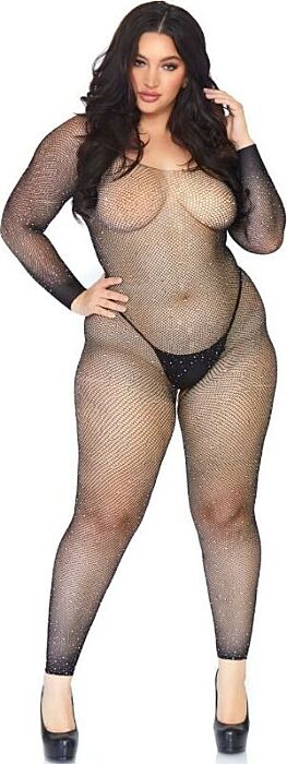 Netz-Bodystocking Leg Avenue mit Strass 1X-2X