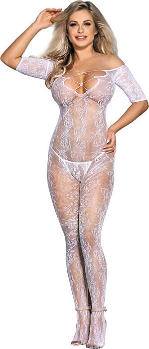 Bodystocking SUBBLIME Crotchless mit Rosenmuster