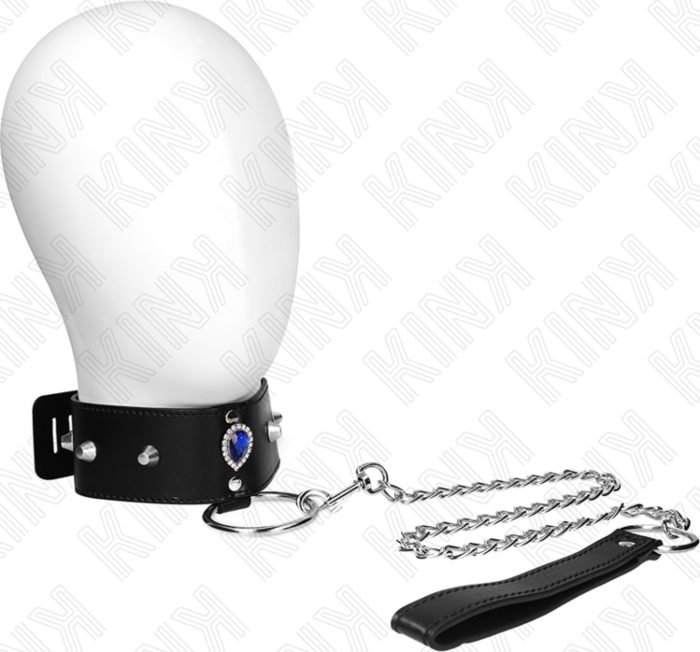 BDSM Collar KINK 65 cm mit blauen Diamanten