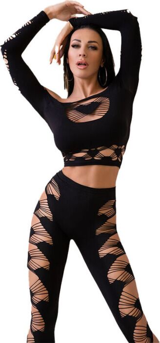 Lingerie Chilirose CR 4436 Top & Leggings Schwarz