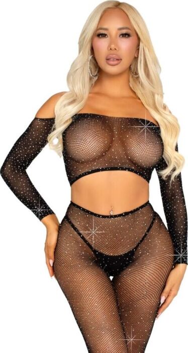 Crop Top & Legging Leg Avenue Glamour Schwarz