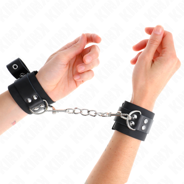 Handfesseln KINK mit Leder und Nylon - Anpassbare Größen