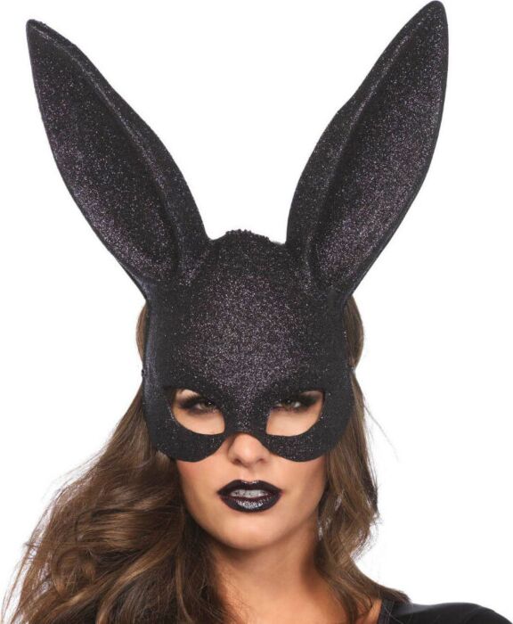 Leg avenue mascara grande orejitas de conejo negra con purpurina