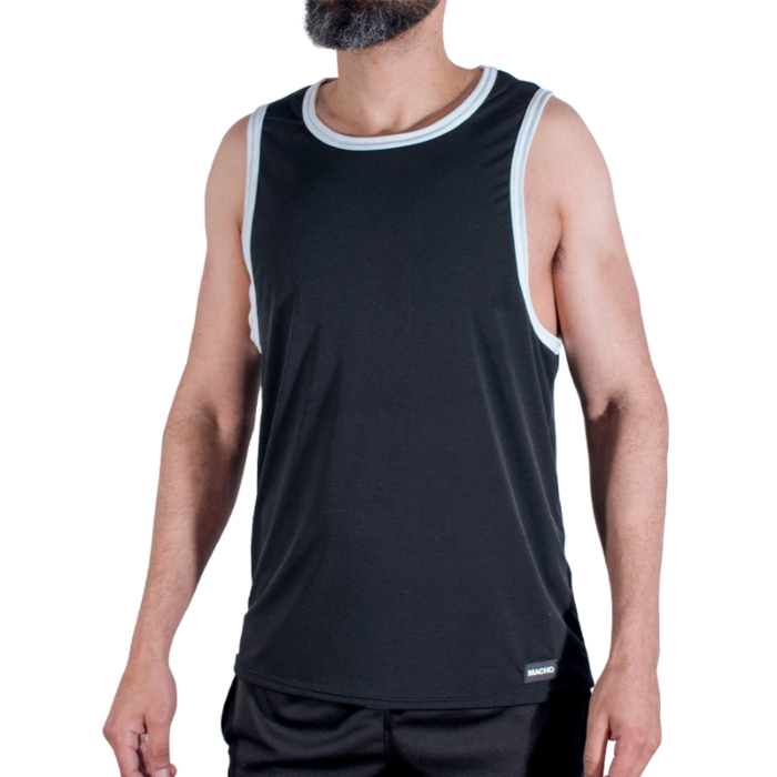 MACHO - CMV004 BLACK GYM T-SHIRT S/M MACHO - CMV004 BLACK GYM T-SHIRT S/M