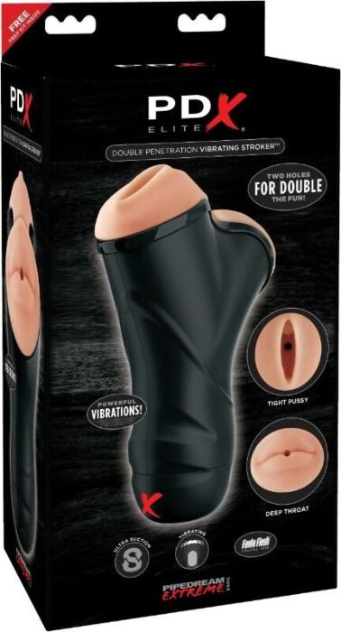PDX ELITE Doppel-Masturbator mit Mund und Vagina/Anal-Option