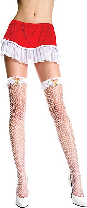 Netzstrümpfe Music Legs mit Schleife und Glöckchen Netzstrümpfe Music Legs mit Schleife und Glöckchen