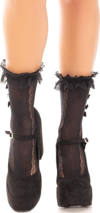 Tobilleras Leg Avenue Schwarze Volants