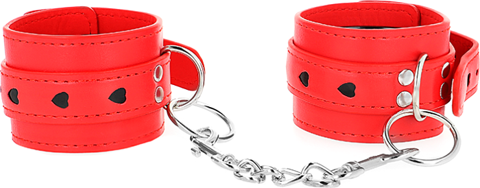 BDSM Handfesseln KINK Rot Herz Schwarz Verstellbar