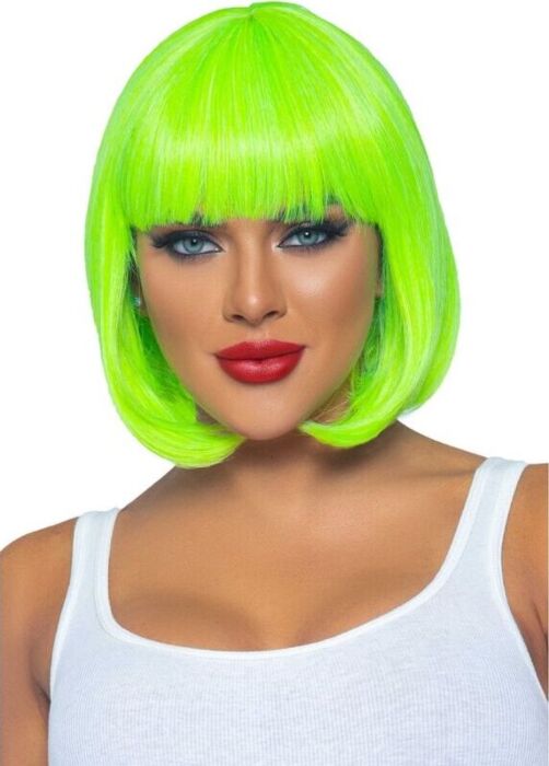 Peluque Bob Neon Grün Leg Avenue | Strahlende Party-Attraktion