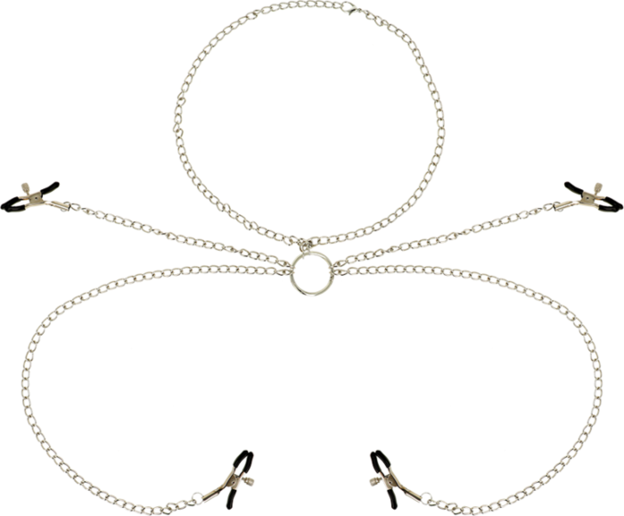 Pinzette OHMAMA FETISH - 4 Pezonen mit Ketten