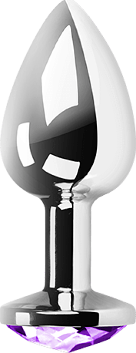 Plug anal metal pequeo morado con bolsa