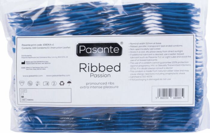 Preservative Pasante Ribbed Passion - Intensive Lust Preservative Pasante Ribbed Passion - Intensive Lust
