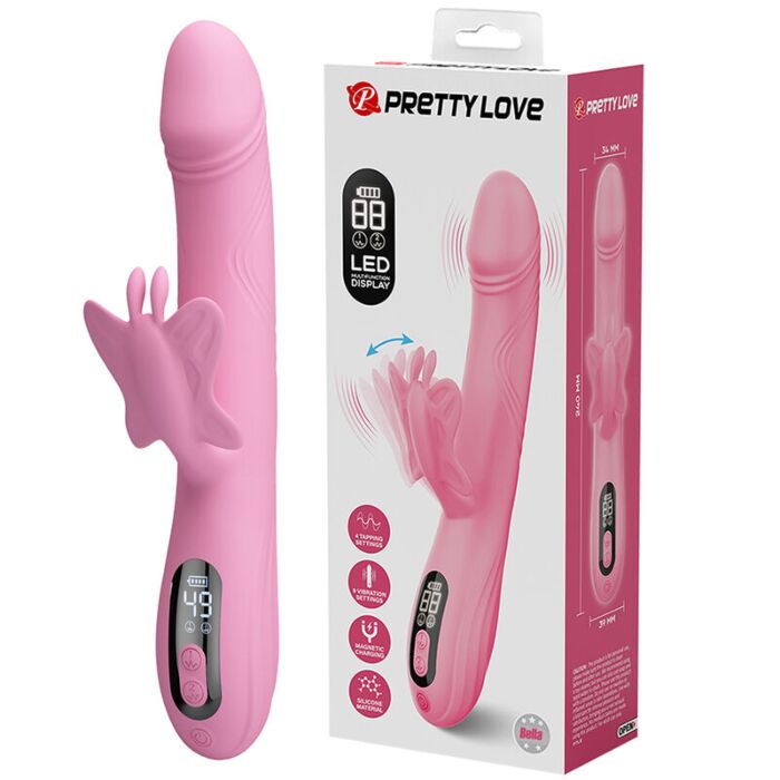 PRETTY LOVE - BELLA RABBIT VIBRATOR WITH BUTTERFLY STIMULATION AND LED PINK PRETTY LOVE - BELLA RABBIT VIBRATOR WITH BUTTERFLY STIMULATION AND LED PINK