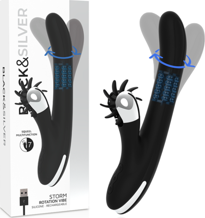 Vibrator BLACK&SILVER Bunny Storm Rotation Vibe Vibrator BLACK&SILVER Bunny Storm Rotation Vibe
