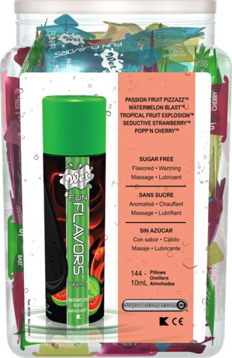 WET FUN FLAVORS HEATING 10ML  144 ASSORTED PILLOWS BOWL DISPLAY